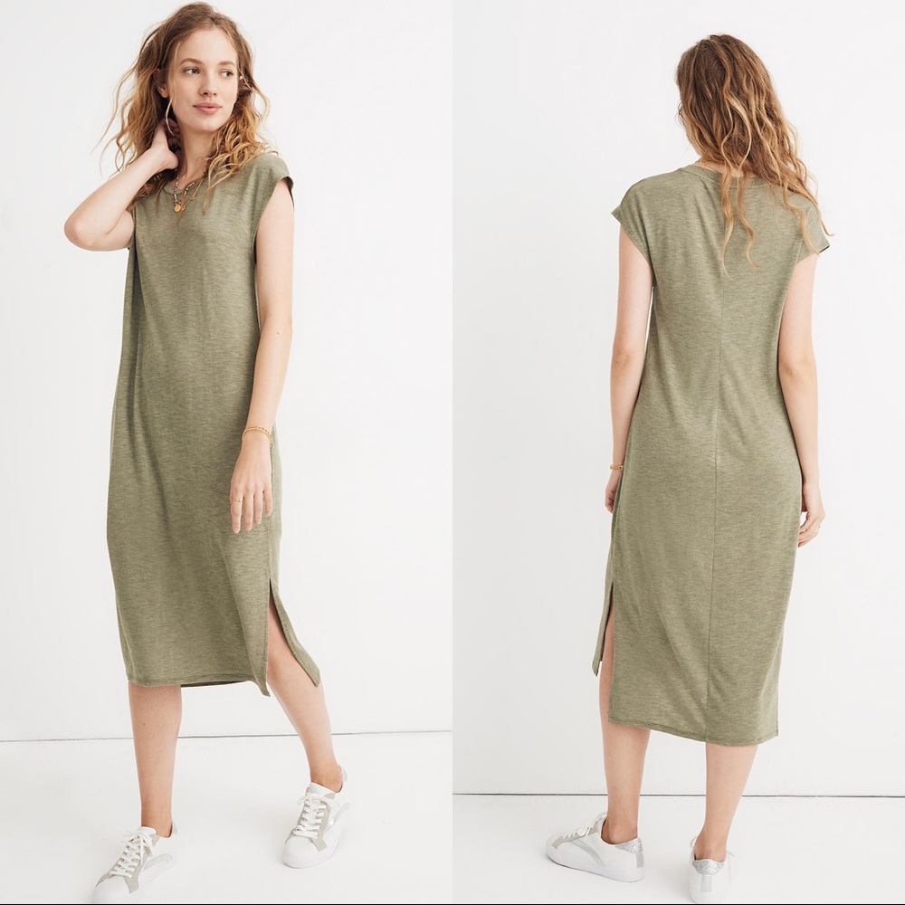 Madewell Green Muscle Midi Dress